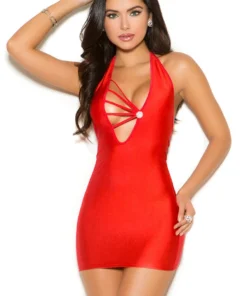 Elegant Moments Strappy Red Satin Mini Dress Clothing