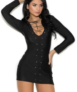 Elegant Moments Long Sleeve Lace Up Dress