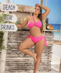 Mapalé Plus Size Hot Pink Strappy Bikini 5 Mapalé Plus Size Hot Pink Strappy Bikini