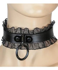 Funk Plus Leather & Lace O Ring Choker Lingerie