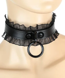 Funk Plus Leather & Lace O Ring Choker Lingerie