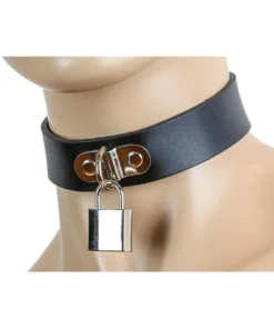 Funk Plus Black Leather Collar With D-Ring And Square Lock Lingerie