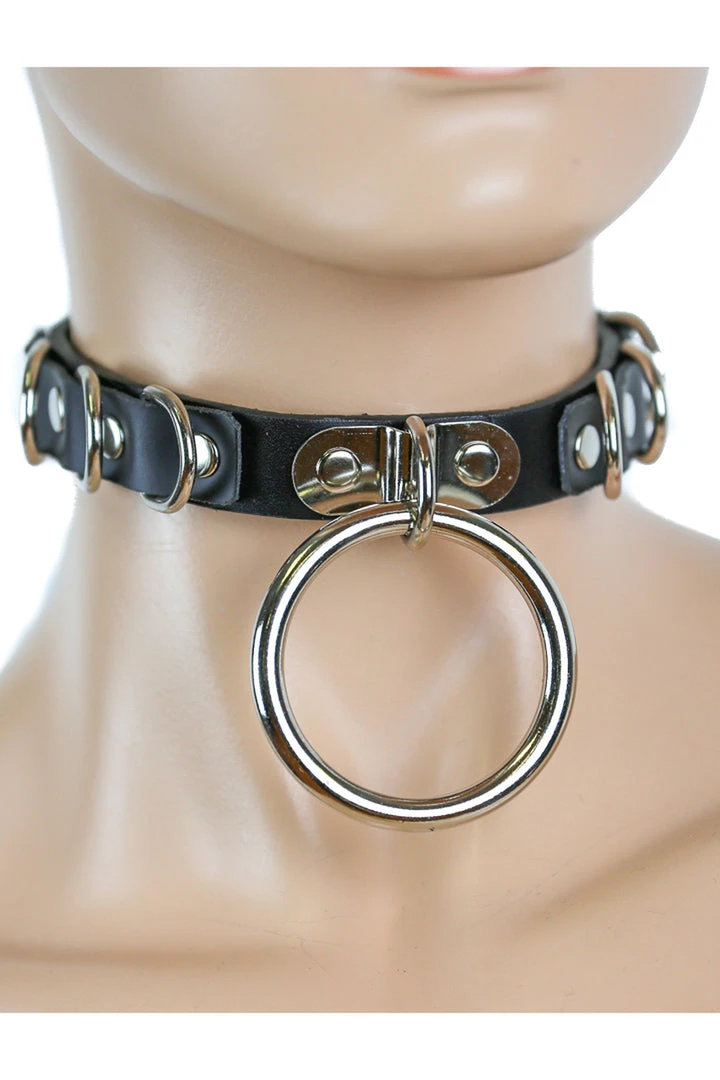 Funk Plus Leather Multi D Ring BDSM Collar Lingerie 1 Funk Plus Leather Multi D Ring BDSM Collar Lingerie