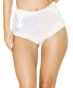 J. Valentine Pearl White High Waist Reversible Sequin Shorts