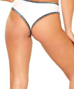 J Valentine White Rainbow Glitter Elastic Short Panties