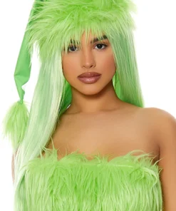 Forplay Straight Green Wig With Bangs