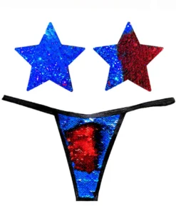 NevaNude American Spirit Flip Sequin Nipple Pasties & G-String Panty Lingerie