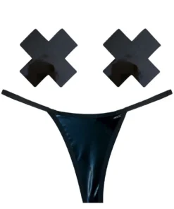 NevaNude Dom Squad Wet Vinyl Nipple Pasties & G-String Panty