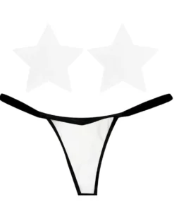 NevaNude Lingerie White Reflective Nipple Pasties & G-String Panty