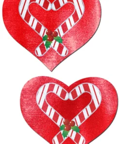 Pastease Candy Cane Heart Nipple Pasties