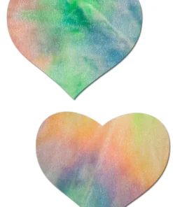 3WISHES Pastel Tie-Dye Rainbow Heart Pasties