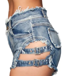 Be Wicked Medium Wash Denim Booty Shorts Bottoms
