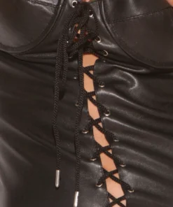 Elegant Moments Lingerie Leather Lace-Up Dress