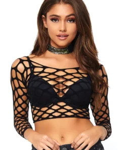 Leg Avenue Wide Net Crop Top Lingerie 7 Leg Avenue Wide Net Crop Top Lingerie