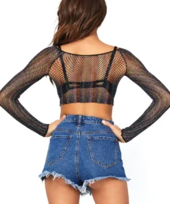 Leg Avenue Rainbow Net Crop Top Clothing