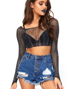 Leg Avenue Rainbow Net Crop Top Clothing