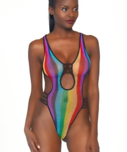 Leg Avenue Cut Out Rainbow Teddy Lingerie