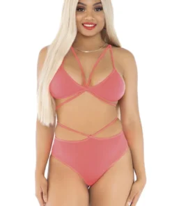 Leg Avenue Lingerie Neon Cage Strap Bra And Panty Set