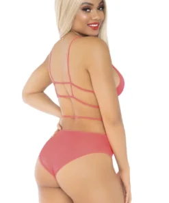 Leg Avenue Lingerie Neon Cage Strap Bra And Panty Set