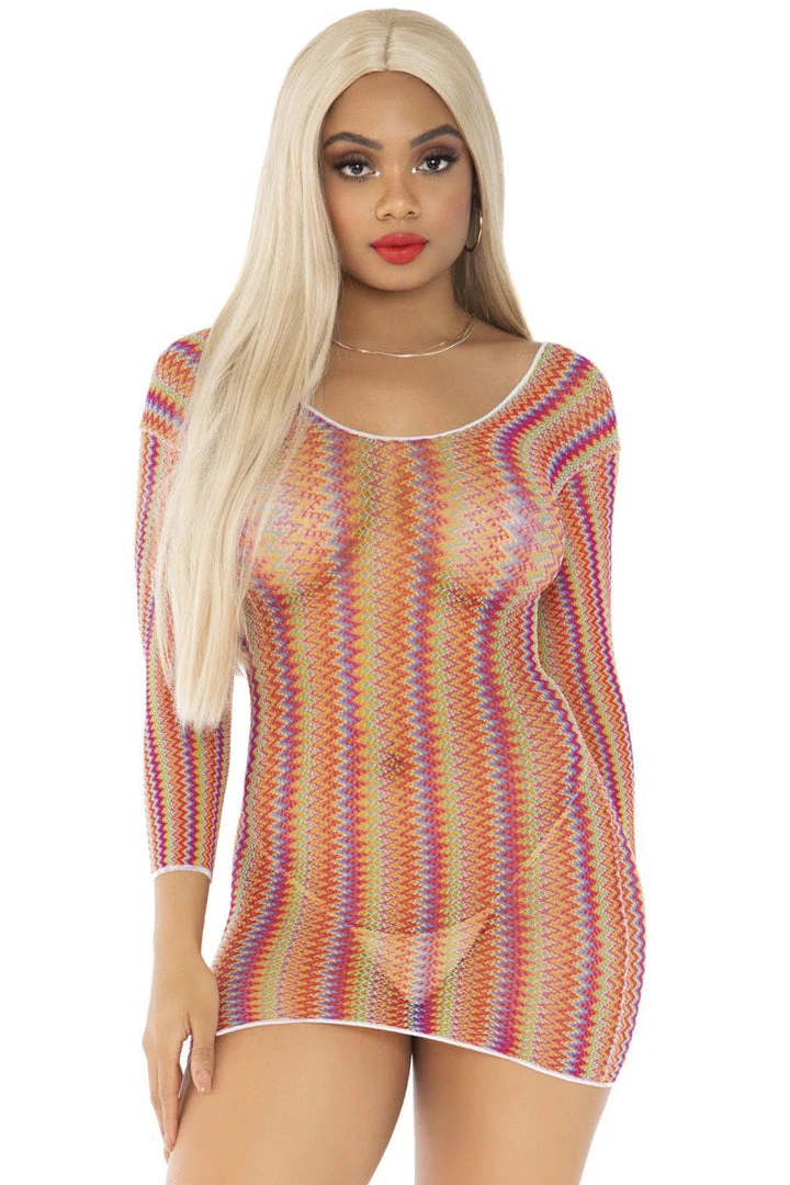 Leg Avenue Lingerie Neon Zig Zag Fishnet Mini Dress 3 Leg Avenue Lingerie Neon Zig Zag Fishnet Mini Dress