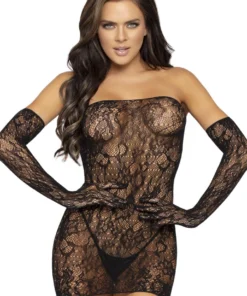 Leg Avenue Lace Tube Dress And Gloves