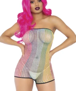 Leg Avenue Lingerie Rainbow Fishnet Strapless Romper