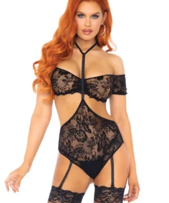 Leg Avenue Teddy Lingerie Lace Bandeau And Teddy Set