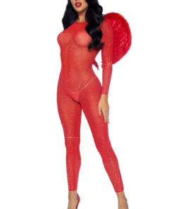 Leg Avenue Lingerie Sheer Rhinestone Catsuit