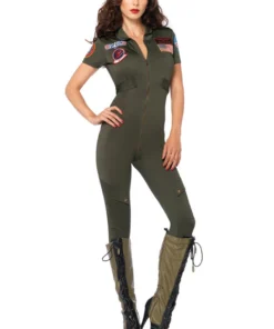 Leg Avenue Sexy Halloween Costumes Women's Top Gun Flight Suit Costume