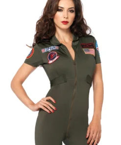 Leg Avenue Sexy Halloween Costumes Women's Top Gun Flight Suit Costume