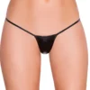 Roma Costume Panties Metallic Black Micro Thong Bikini Bottom