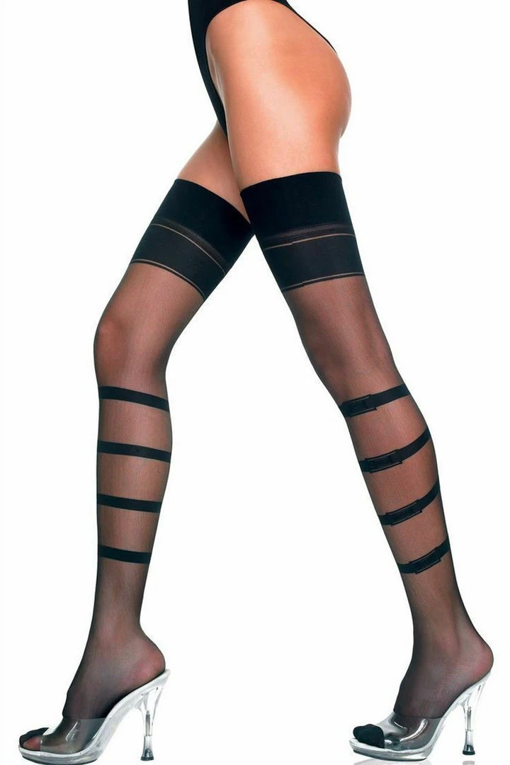 Music Legs Sheer Belted Stockings 2 Music Legs Sheer Belted Stockings