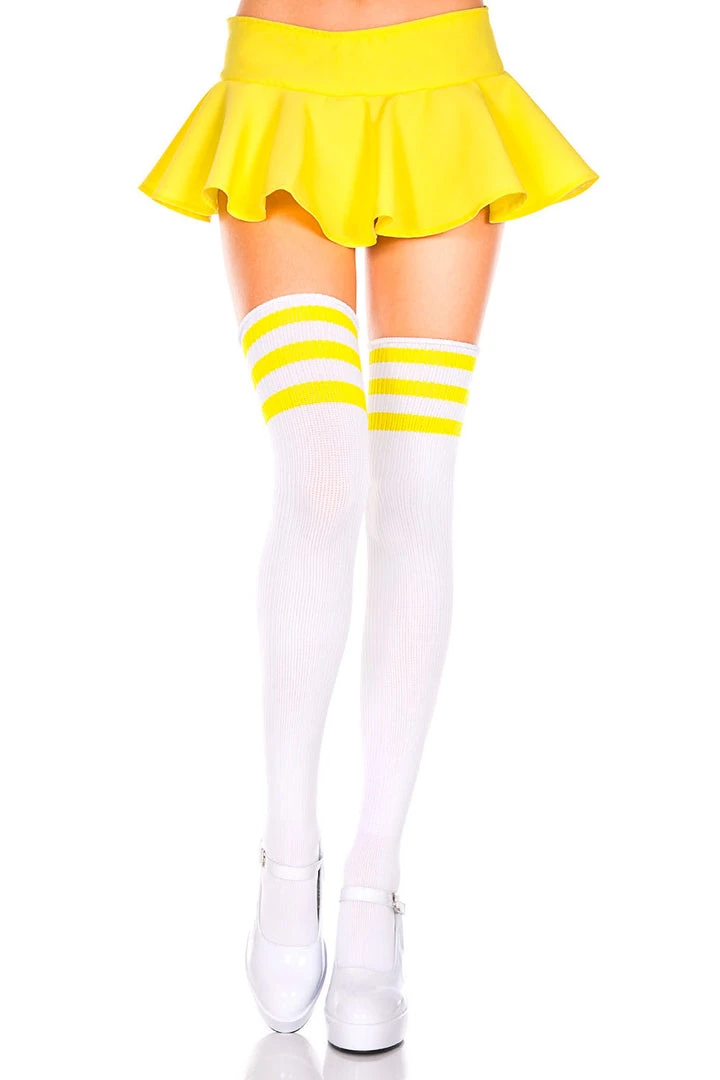 Music Legs Athletic Striped Thigh Highs Hosiery 36 Music Legs Athletic Striped Thigh Highs Hosiery