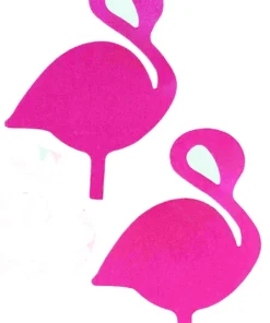 OY Brands Pink Satin Flamingo Nipple Pasties