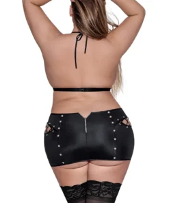 Magic Silk Clio Faux Leather Lingerie Bra & Skirt Set