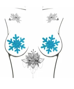 NevaNude Turquoise Glitter Snowflake Christmas Nipple Pasties Lingerie