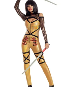 Party King Golden Dragon Ninja Costume Sexy Halloween Costumes