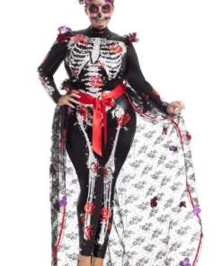 Party King Plus Size Rosas Day Of The Dead Costume 11 Party King Plus Size Rosas Day Of The Dead Costume