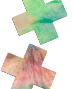 3WISHES Pastel Tie-Dye Rainbow Cross Pasties