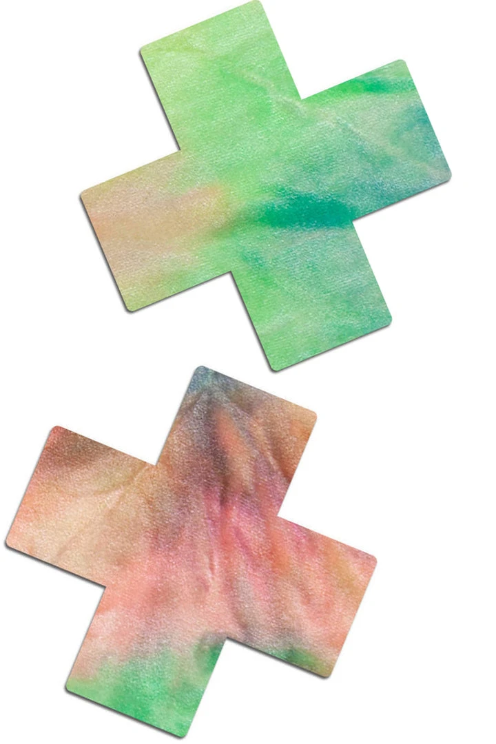 3WISHES Pastel Tie-Dye Rainbow Cross Pasties 1 3WISHES Pastel Tie-Dye Rainbow Cross Pasties