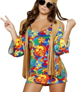 Roma Costume Groovy Flower Child Hippie Costume Sexy Halloween Costumes