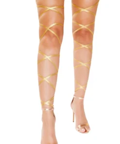 Roma Costume Gold Metallic Leg Wraps