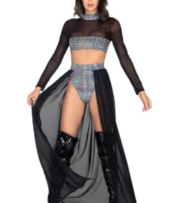 Roma Costume Sheer Open Skirt With Waist Band