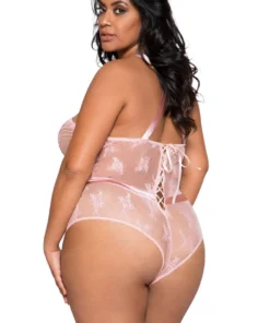 Roma Costume Plus Size Perfectly Pink Lace Teddy