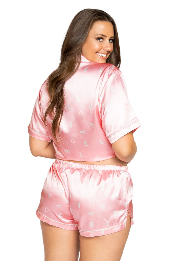 Roma Costume Plus Size LOVE Satin Pajama Set 2 Roma Costume Plus Size LOVE Satin Pajama Set