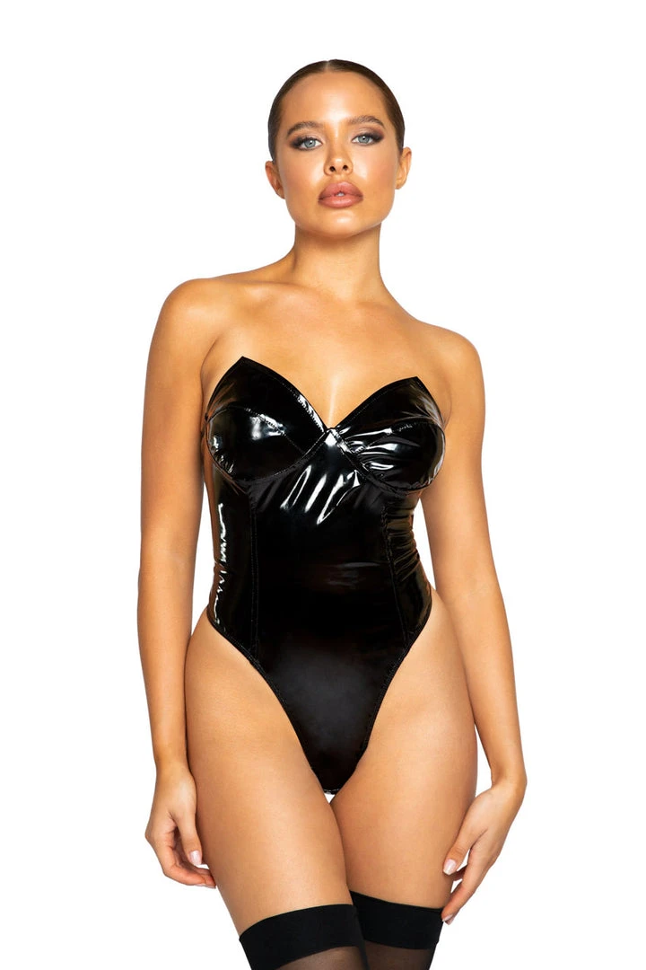 Roma Costume Vinyl Bodysuit With Back Zipper And Thong Back Lingerie 6 Roma Costume Vinyl Bodysuit With Back Zipper And Thong Back Lingerie
