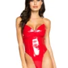 Roma Costume Vinyl Bodysuit With Back Zipper And Thong Back Lingerie