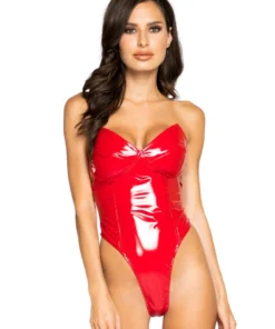 Roma Costume Vinyl Bodysuit With Back Zipper And Thong Back Lingerie