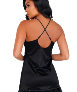 Roma Costume Satin Chemise With Ostrich Feather Trim