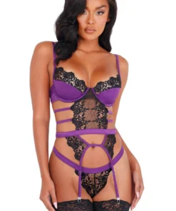 Roma Costume Lingerie Strappy Satin And Lace Bustier